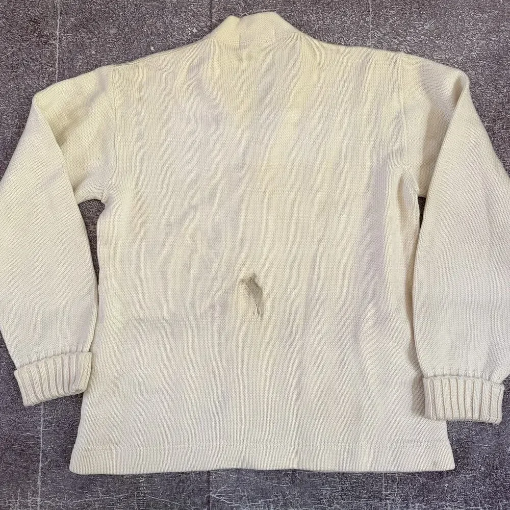 Men's Vintage 50's Imperial Off White Varsity Cardigan Button Up Sweater Sz 42